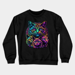 Colorful melting Cat with UV color designe #3 Crewneck Sweatshirt